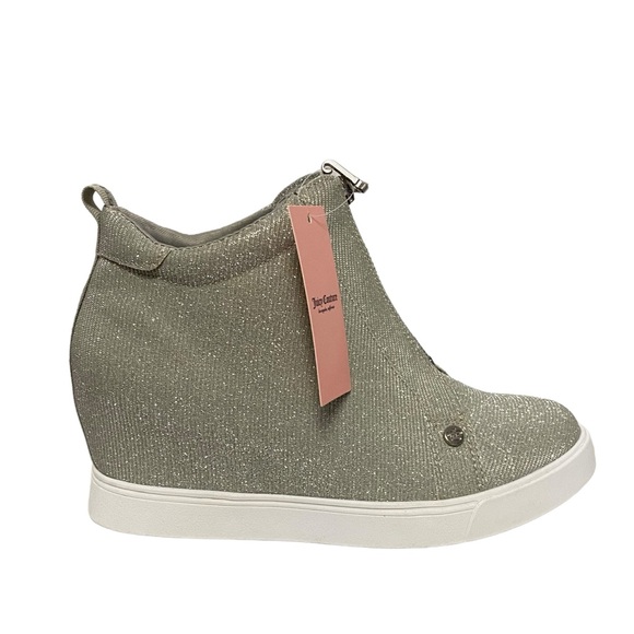 Juicy Couture Joanz Wedge Sneakers Fall Y2K Casual Ankle Boots Silver 9 - Picture 3 of 11